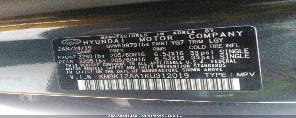 KM8K12AA1KU312019 2019 HYUNDAI KONA photo no. 9