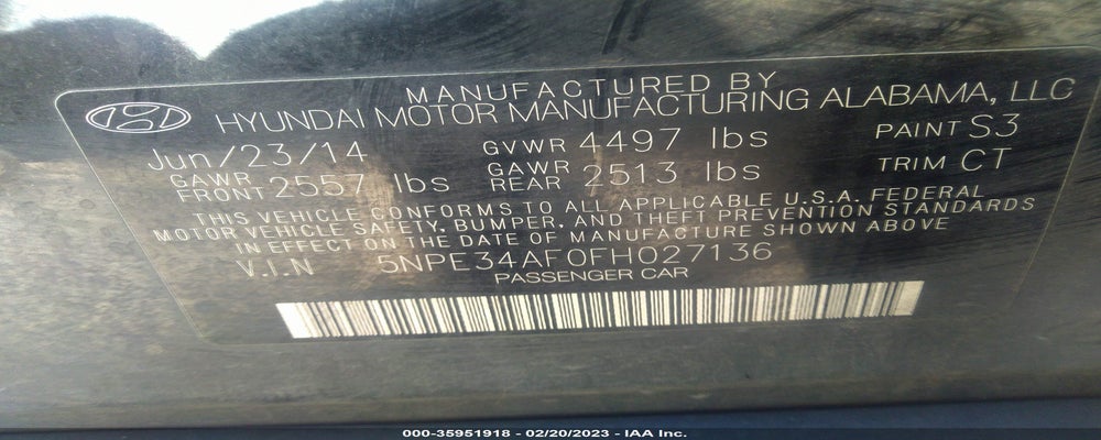 5NPE34AF0FH027136 2015 HYUNDAI SONATA photo no. 9
