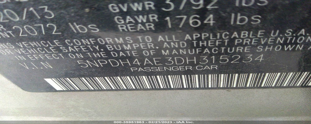 5NPDH4AE3DH315234 2013 HYUNDAI ELANTRA photo no. 9