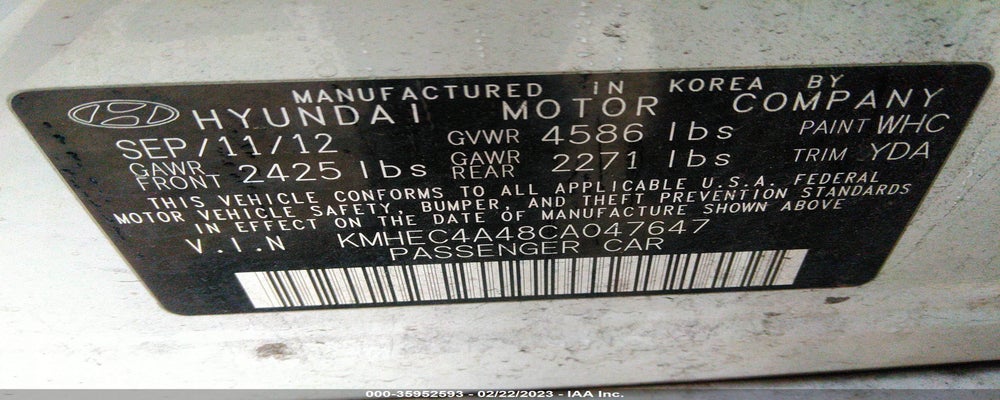 KMHEC4A48CA047647 2012 HYUNDAI SONATA photo no. 9