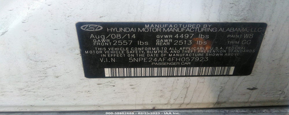 5NPE24AF4FH057923 2015 HYUNDAI SONATA photo no. 9