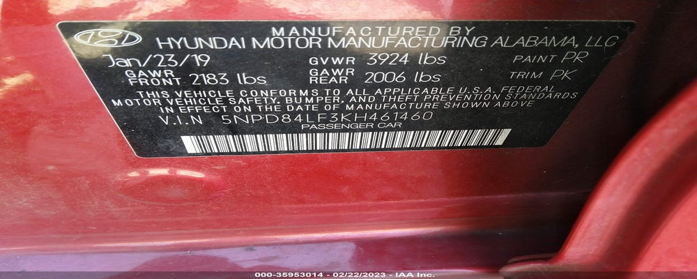5NPD84LF3KH461460 2019 HYUNDAI ELANTRA photo no. 9