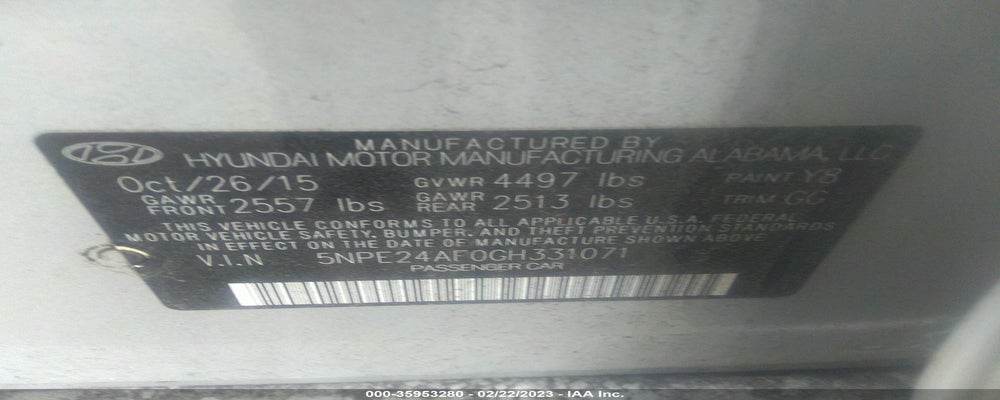 5NPE24AF0GH331071 2016 HYUNDAI SONATA photo no. 9