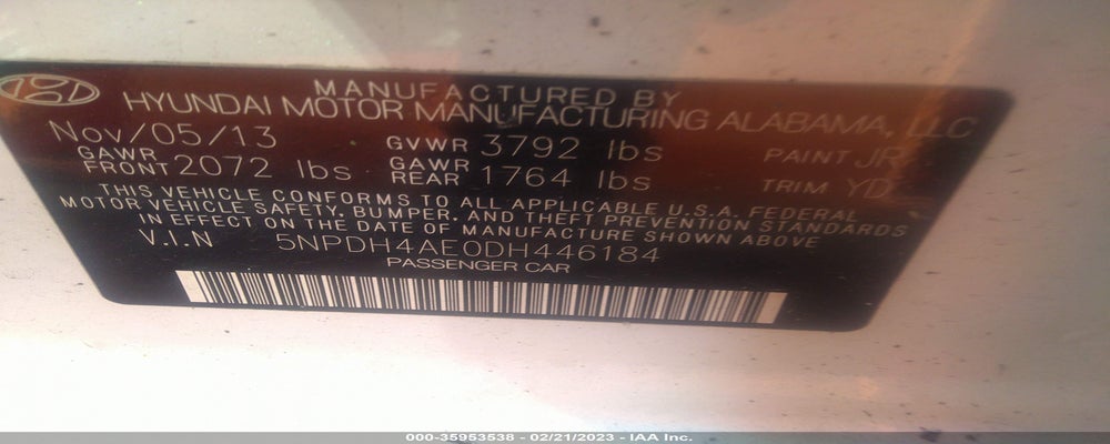5NPDH4AE0DH446184 2013 HYUNDAI ELANTRA photo no. 9