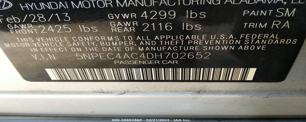5NPEC4AC4DH702652 2013 HYUNDAI SONATA photo no. 9