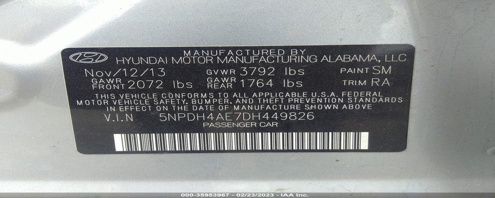 5NPDH4AE7DH449826 2013 HYUNDAI ELANTRA photo no. 9