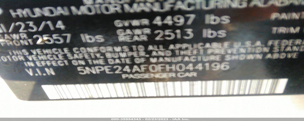 5NPE24AF0FH044196 2015 HYUNDAI SONATA photo no. 9