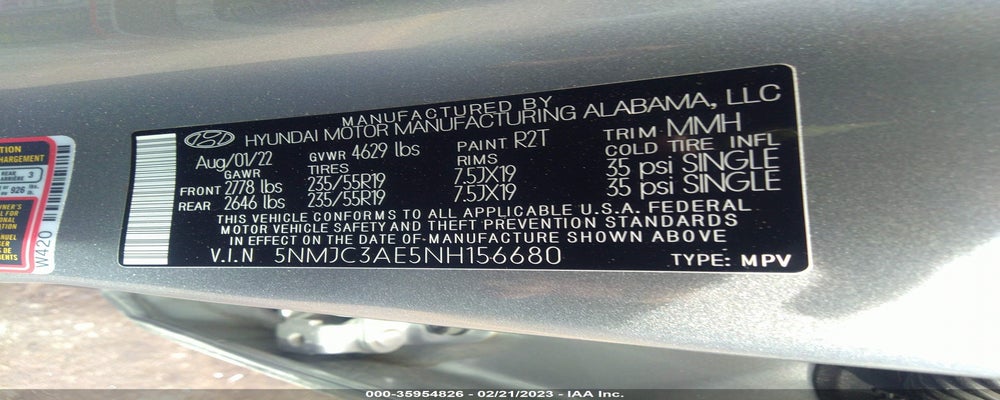 5NMJC3AE5NH156680 2022 HYUNDAI TUCSON photo no. 9