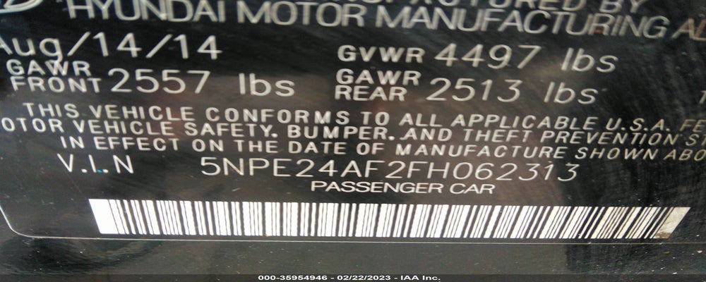 5NPE24AF2FH062313 2015 HYUNDAI SONATA photo no. 9