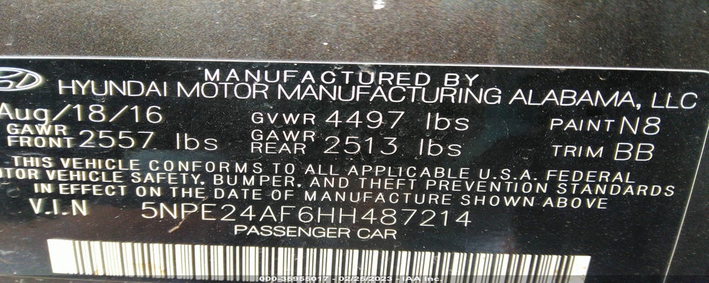 5NPE24AF6HH487214 2017 HYUNDAI SONATA photo no. 9