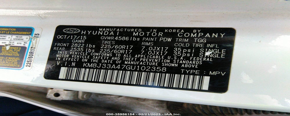 KM8J33A47GU102358 2016 HYUNDAI TUCSON photo no. 9