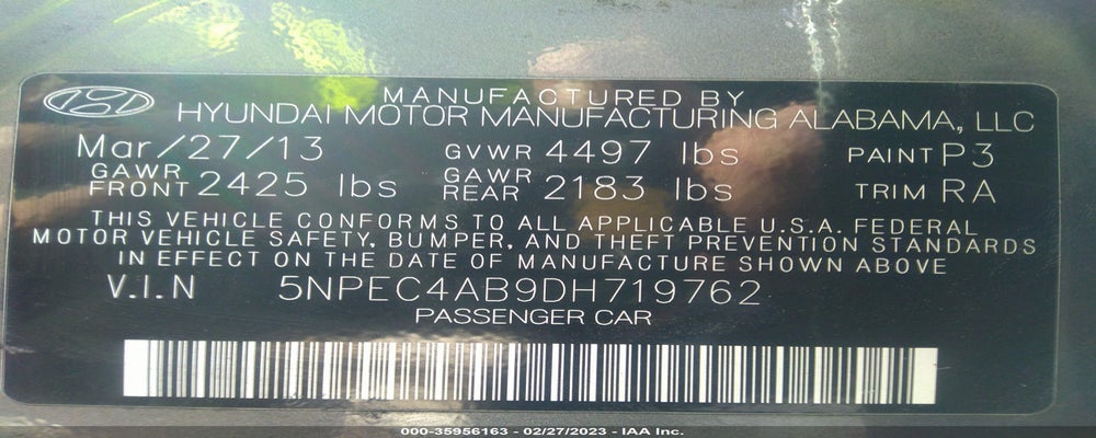 5NPEC4AB9DH719762 2013 HYUNDAI SONATA photo no. 9