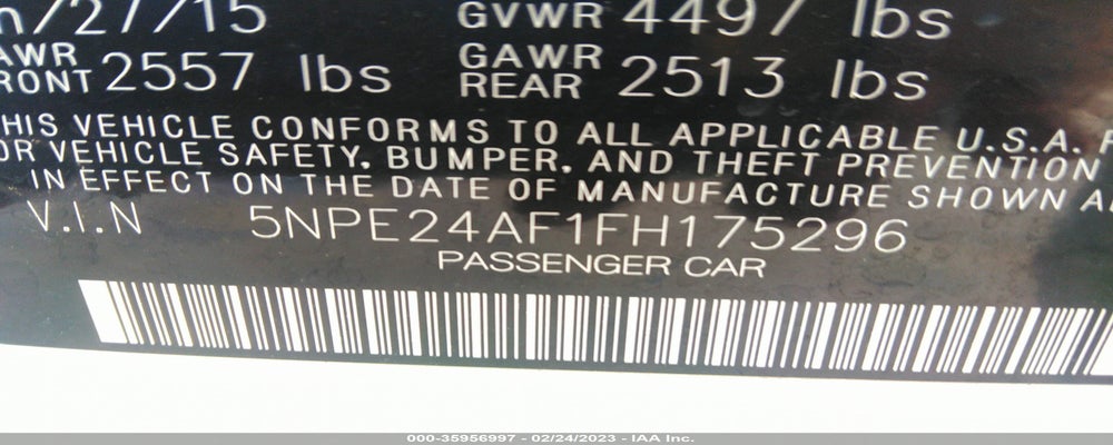 5NPE24AF1FH175296 2015 HYUNDAI SONATA photo no. 9