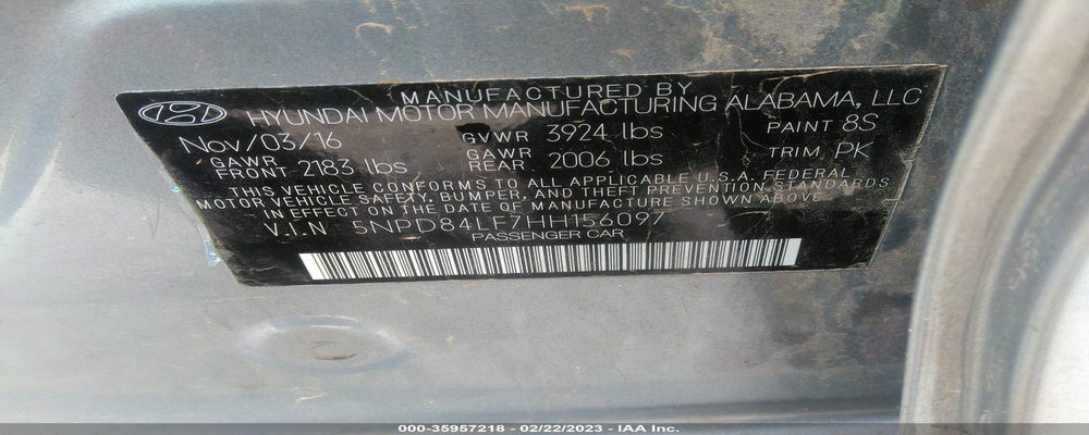 5NPD84LF7HH156097 2017 HYUNDAI ELANTRA photo no. 9