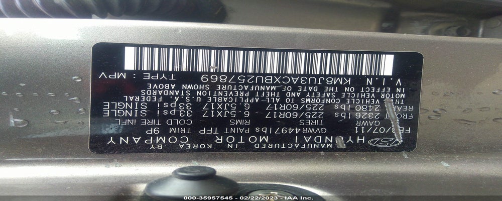 KM8JU3ACXBU257869 2011 HYUNDAI TUCSON photo no. 9