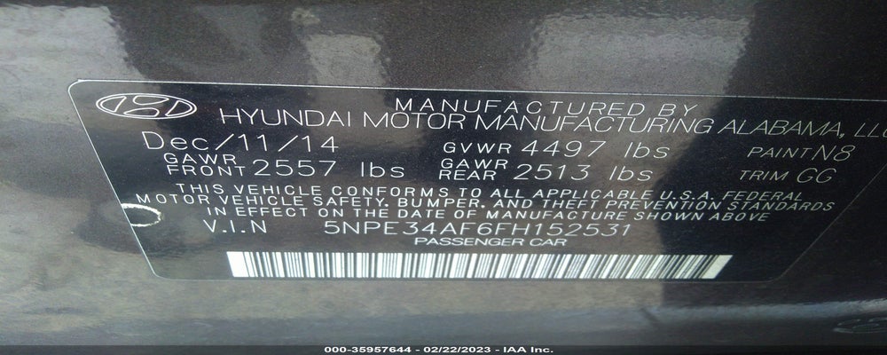 5NPE34AF6FH152531 2015 HYUNDAI SONATA photo no. 9
