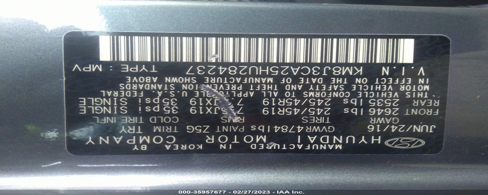KM8J3CA25HU284237 2017 HYUNDAI TUCSON photo no. 9