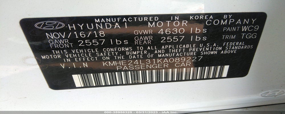 KMHE24L31KA089227 2019 HYUNDAI SONATA HYBRID photo no. 9