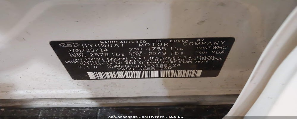 KMHFG4JG3EA368324 2014 HYUNDAI AZERA photo no. 9