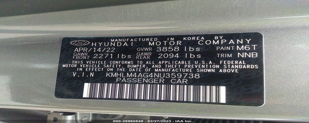 KMHLM4AG4NU359738 2022 HYUNDAI ELANTRA photo no. 9