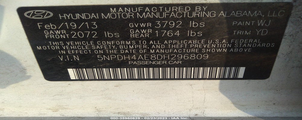 5NPDH4AE8DH296809 2013 HYUNDAI ELANTRA photo no. 9