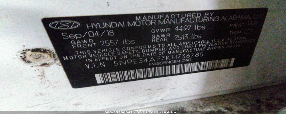 5NPE34AF7KH736785 2019 HYUNDAI SONATA photo no. 9
