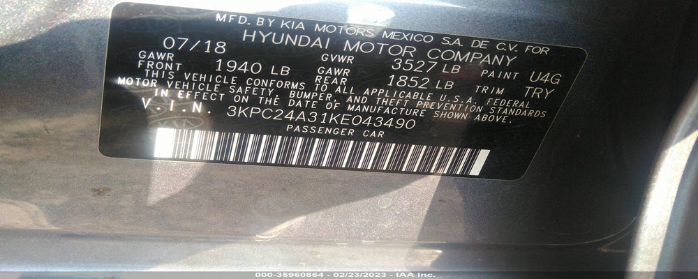 3KPC24A31KE043490 2019 HYUNDAI ACCENT photo no. 9
