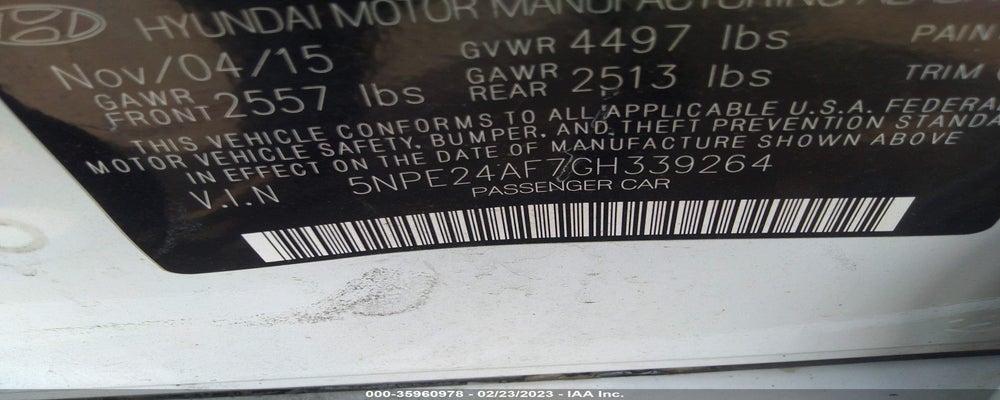5NPE24AF7GH339264 2016 HYUNDAI SONATA photo no. 9