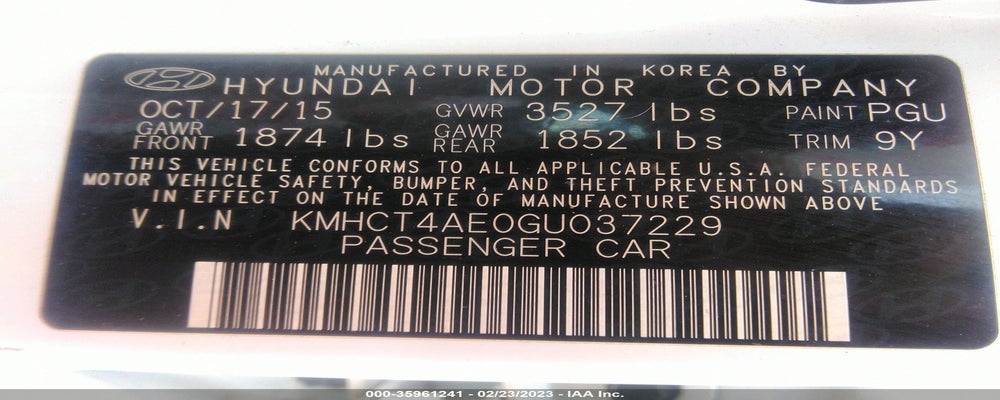 KMHCT4AE0GU037229 2016 HYUNDAI ACCENT photo no. 9