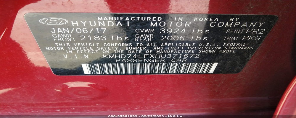 KMHD74LFXHU371672 2017 HYUNDAI ELANTRA photo no. 9