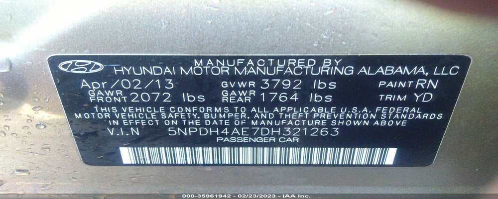 5NPDH4AE7DH321263 2013 HYUNDAI ELANTRA photo no. 9