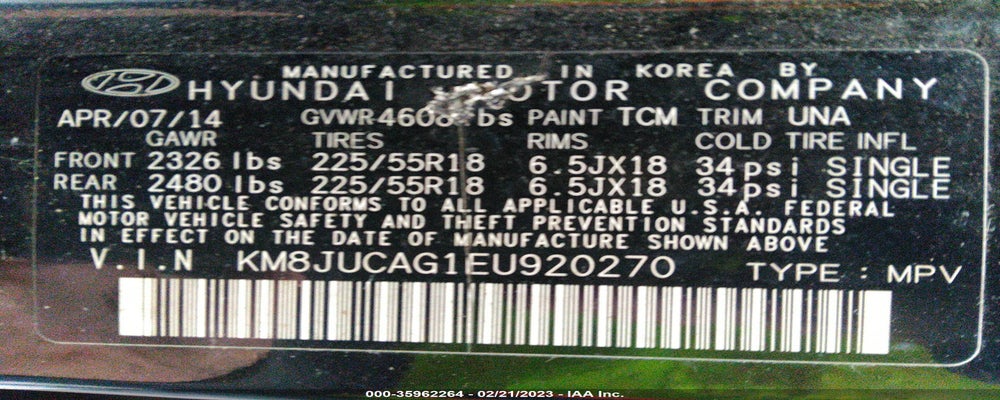 KM8JUCAG1EU920270 2014 HYUNDAI TUCSON photo no. 9