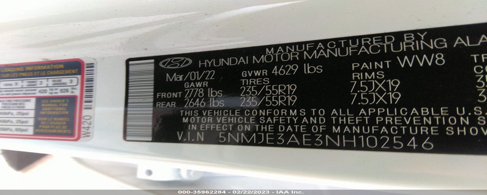 5NMJE3AE3NH102546 2022 HYUNDAI TUCSON photo no. 9