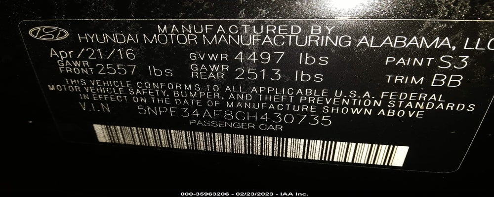 5NPE34AF8GH430735 2016 HYUNDAI SONATA photo no. 9