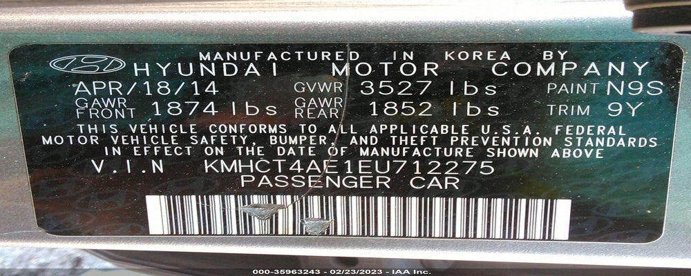 KMHCT4AE1EU712275 2014 HYUNDAI ACCENT photo no. 9