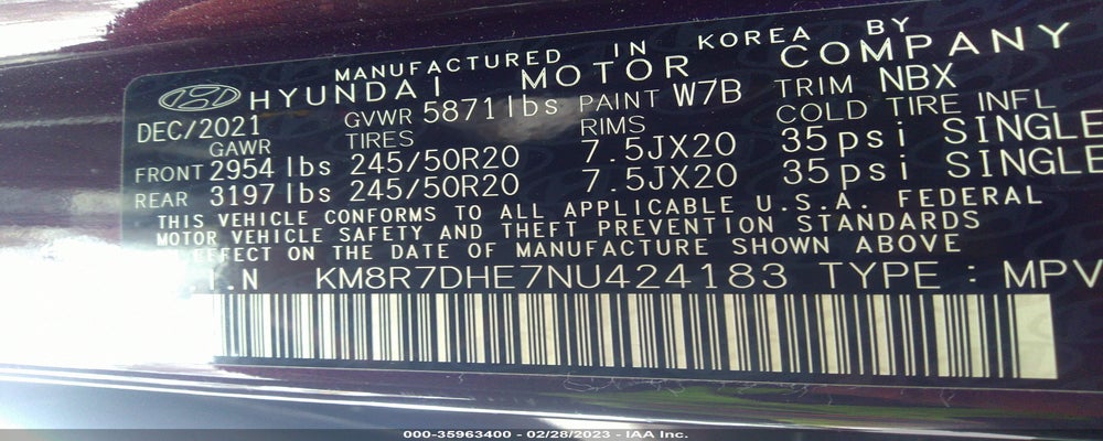 KM8R7DHE7NU424183 2022 HYUNDAI PALISADE photo no. 9