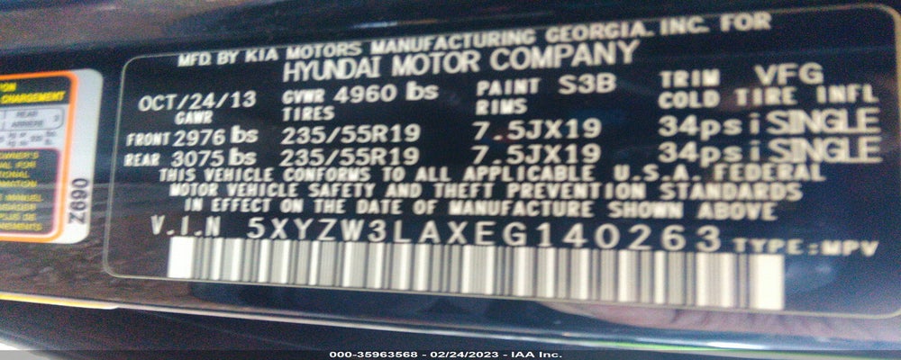 5XYZW3LAXEG140263 2014 HYUNDAI SANTA FE SPORT photo no. 9