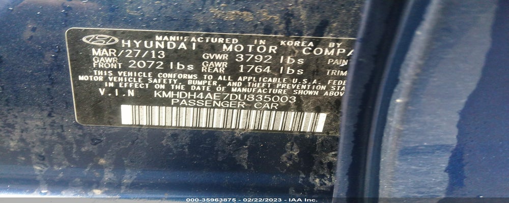 KMHDH4AE7DU835003 2013 HYUNDAI ELANTRA photo no. 9