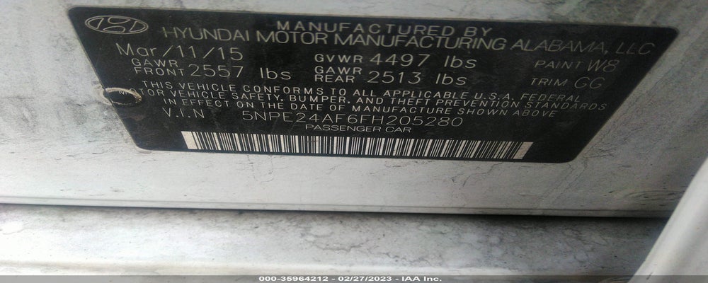 5NPE24AF6FH205280 2015 HYUNDAI SONATA photo no. 9