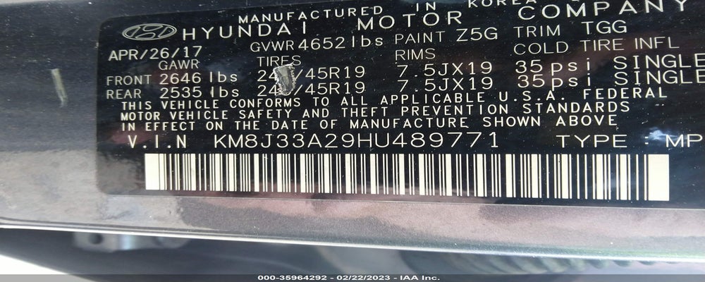 KM8J33A29HU489771 2017 HYUNDAI TUCSON photo no. 9