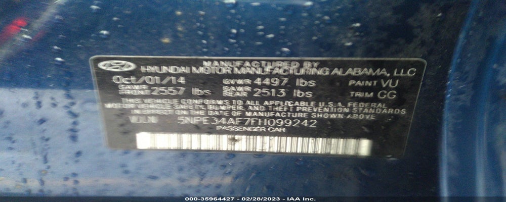 5NPE34AF7FH099242 2015 HYUNDAI SONATA photo no. 9