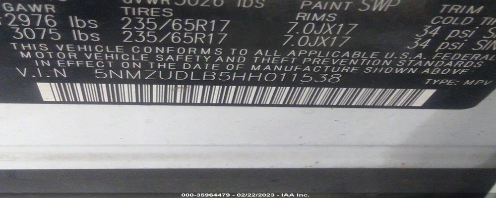 5NMZUDLB5HH011538 2017 HYUNDAI SANTA FE SPORT photo no. 9