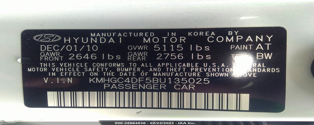 KMHGC4DF5BU135025 2011 HYUNDAI GENESIS photo no. 9