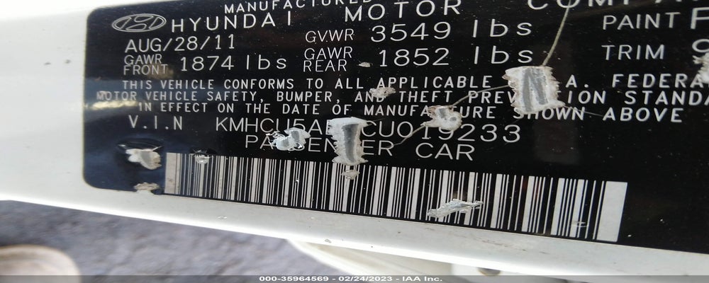 KMHCU5AE4CU019233 2012 HYUNDAI ACCENT photo no. 9