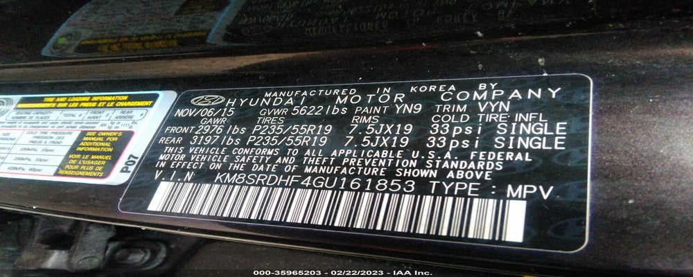 KM8SRDHF4GU161853 2016 HYUNDAI SANTA FE photo no. 9
