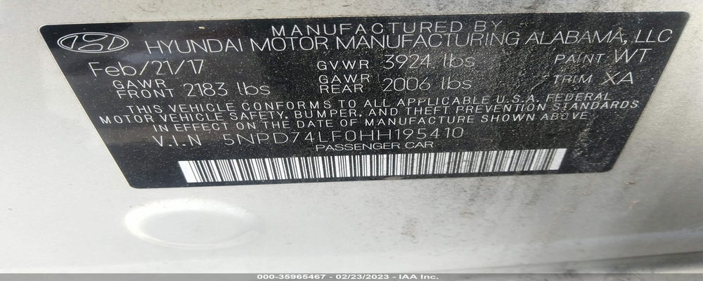 5NPD74LF0HH195410 2017 HYUNDAI ELANTRA photo no. 9