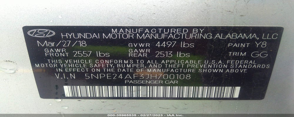 5NPE24AF3JH700108 2018 HYUNDAI SONATA photo no. 9