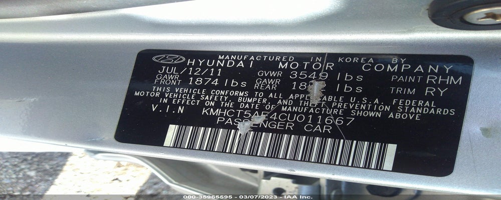 KMHCT5AE4CU011667 2012 HYUNDAI ACCENT photo no. 9