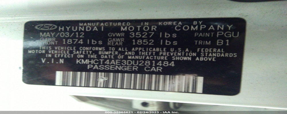 KMHCT4AE3DU281484 2013 HYUNDAI ACCENT photo no. 9