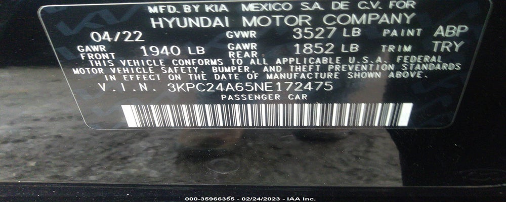 3KPC24A65NE172475 2022 HYUNDAI ACCENT photo no. 9
